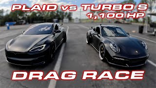 1000 HP Porsche Turbo S vs Tesla Plaid and World Record McLaren Spider 14 Mile [upl. by Soisanahta]