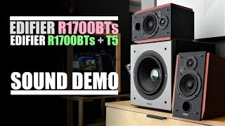 Edifier R1700BTs vs Edifier R1700BTs  T5 subwoofer  Sound Cmparison [upl. by Htaek63]