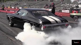 Ram Air IV GTO vs Chevelle SS 454 LS6  14 mile Drag Race Video and Massive Burnout  Road Test® [upl. by Oecile811]