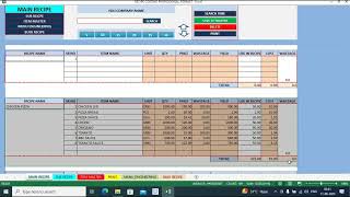 RECIPE COSTING PRO FORMAT in Hindi [upl. by Deste]
