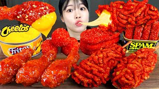 ASMR MUKBANG 직접 만든 치토스 치즈 핫도그 양념치킨 스팸튀김 먹방 amp 레시피 FRIED CHICKEN AND CHEETOS EATING [upl. by Valorie]