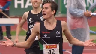 Jakob Ingebrigtsen wins 3000m Steeplechase at Norwegian Championships 2017 [upl. by Edahc]