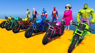 MOTORBIKES PARKOUR GTA 5  SPIDERMAN AND SUPERHEROES [upl. by Enowtna]