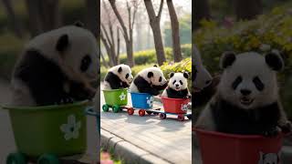 New toys for the three pandas 🐾🐾🐾 panda pets kitten adorable animals cute shorts babyanimals [upl. by Landel]