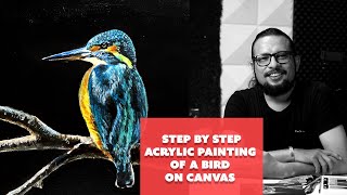 STEP BY STEPACRYLIC PAINTING OF A BIRD ON CANVAS [upl. by Hailahk]