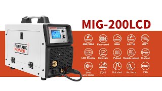 MIG 200LCD pulse MIG fluxcored TIG MMA welding machine aluminum welding expert  PERFECT POWER [upl. by Hawger]