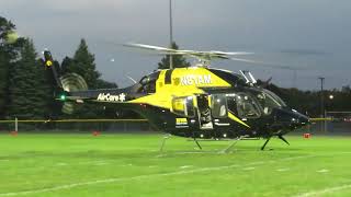 universityofiowa Air Evac Helicopter Delivers Game Ball To The Columbus Wildcats iahsfb [upl. by Lowery]