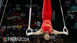 Chinas Liu Yang shows NEXTLEVEL strength to defend mens rings title  Paris Olympics  NBC Sports [upl. by Varini]