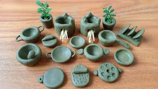 Mitti ka kitchen set banane ka aasan tarika creativepiru mittikekhilone [upl. by Isaak527]