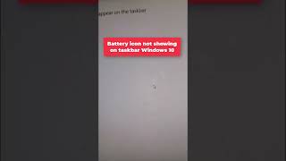 Battery icon not showing on taskbar Windows 10  Battery icon missing on taskbar Windows 10 [upl. by Hannahc]