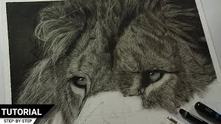 Real Time Lion Drawing With Charcoal Pencil  Tutorial for BEGINNERS  Inspire By SouravjoshiArts [upl. by Karlie]