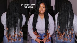 HOW TO DO WAIST LENGTH BOX BRAIDS AND BEADS  OmoniCurls [upl. by Wesley]