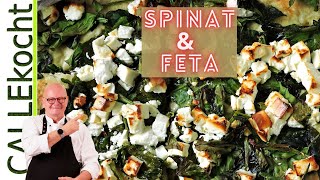 Spinat mit Feta überbacken Rezept für schnelle Feierabend Küche [upl. by Hampton]