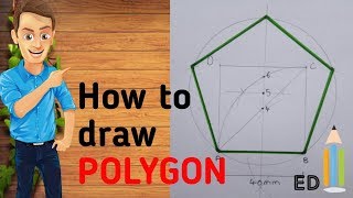 How to draw PENTAGON by general method engineering drawing [upl. by Lehar]