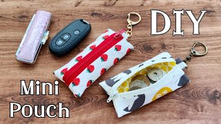 【縦ミニポーチの作り方】小銭入れ スマートキーケース 印鑑ケース How to make a mini coin pouch [upl. by Odla64]