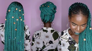 HOW TO Half Cornrows Half Crochet Box Braids w Aliexpress Braiding Hair  Teal Braids  Vivian [upl. by Wolfie556]