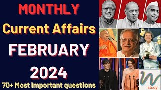 February Current Affairs 2024  70 Most important Questions  Monthly Current Affairs 2024 [upl. by Lud]