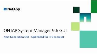 NEW ONTAP System Manager GUI  ONTAP 96 [upl. by Accem316]