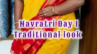 Navratri Day 1 Yellow 💛 Traditional look shorts navratri saree [upl. by Cacilie872]