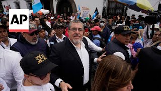 Guatemalas presidentelect Bernardo Arévalo leads march through Guatemala City [upl. by Anitrebla]