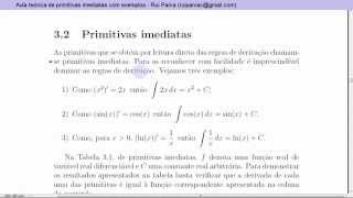 Aula teórica de primitivasantiderivadas imediatas com exemplos [upl. by Narmis]