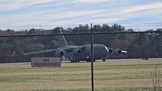 C17 Globemaster III takeoff roll out of Hanscom 111024 [upl. by Airotnahs]