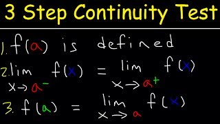 3 Step Continuity Test Discontinuity Piecewise Functions amp Limits  Calculus [upl. by Leonteen167]