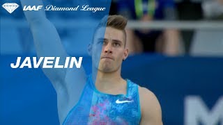 Johannes Vetter throws 8874 to win the Mens Javelin  IAAF Diamond League Paris 2017 [upl. by Aneehsar]