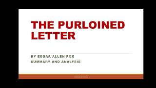 THE PURLOINED LETTER BY EDGAR ALLEN POE SUMMARY AND ANALYSIS [upl. by Kopple]