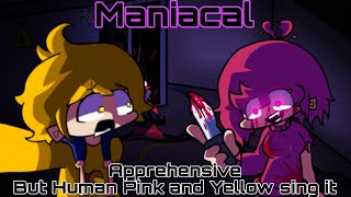 Maniacal  Apprehensive but Human Pink and Human Yellow sing it FNF Cover [upl. by Bette403]