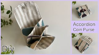 アコーデオン小銭入れ簡単作り方 How To Make Accordion coin purse  Easy Sewing Tutorials Diy [upl. by Enidualc832]