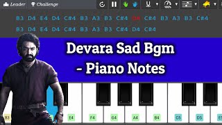 Devara Sad Bgm  Easy Piano Tutorial With Notes  Slow Playing  Piano Learn  Ntr  Anirudh [upl. by Asyla794]