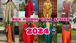 Latest silk boubou gown styles  Satin kaftan styles Abaya styles  African fashion styles [upl. by Sirois758]