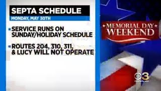 SEPTA Will Run On SundayHoliday Schedule For Memorial Day [upl. by Jumbala993]