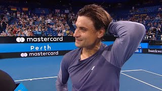 David Ferrer oncourt interview RR  Mastercard Hopman Cup 2019 [upl. by Ocsisnarf]