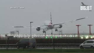 American Airlines plane makes wild landing at London Heathrow Airport [upl. by Artined466]