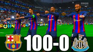 FIFA 23  RONALDO MESSI MBAPPE NEYMAR ALL STARS  FC BARCELONA 100  0 NEWCASTLE  UCL FINAL [upl. by Ddet]