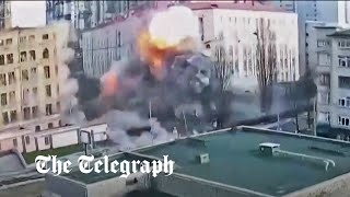 Ukraine war CCTV captures Russian missile strike on Kyiv in New Years Eve attacks [upl. by Sammie345]