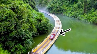 road floating on waterAerial China [upl. by Michael]