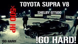 GO HARD  EVIL SUPRA DRIFT 600 hp V8 Toyota Supra  52 Shelby GT500 Supercharged [upl. by Frydman]