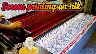 Silk Fabric Printing Process Traditional Screen Printing on silk [upl. by Aklim]