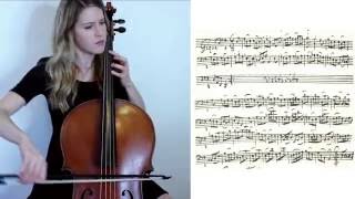 JS Bach  Cello Suite no 1 in G major VI Gigue sheet music on baroque cello Emily Davidson [upl. by Nodyarg]