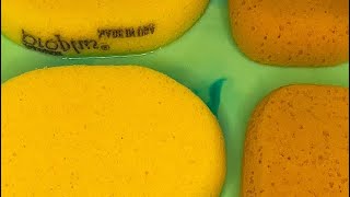 ASMR  RECYCLED PASTE  SPONGES SQUEEZING  RINSING 💛🤎💚 [upl. by Yelrah]