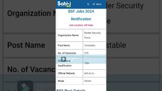 BSF Jobs Notification 2024 Apply Online for 275 Constable [upl. by Eelatan620]