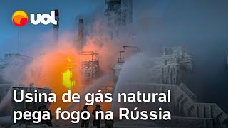 Usina de gás natural na Rússia pega fogo [upl. by Nawk688]