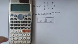 Cofactor Matrix Solved using calculator Casio FX115ES PLUS [upl. by Akerley667]