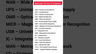 Important full form of computercomputer related full formshortsyoutubeshortsviralvideogk [upl. by Oriaj]