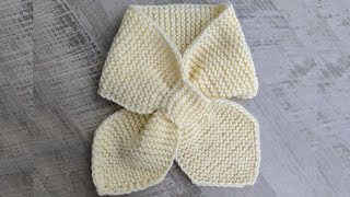 Easy Keyhole PullThrough Knit Scarf for Beginners [upl. by Lirbaj]