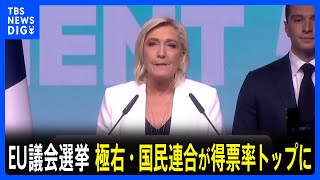 EU議会選挙で極右・国民連合が得票率トップに 大敗の仏マクロン大統領、議会解散と総選挙の実施を発表｜TBS NEWS DIG [upl. by Mikal]