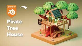 How I made Stylized Tree House in Blender 42 Timelapse [upl. by Forcier637]